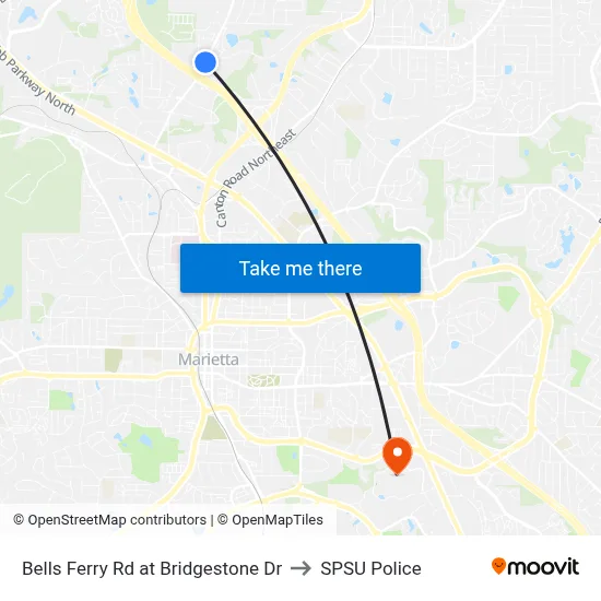 Bells Ferry Rd at Bridgestone Dr to SPSU Police map