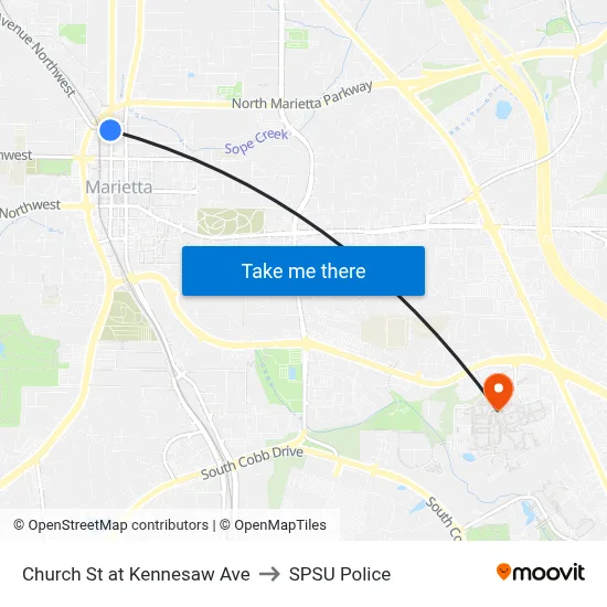 Church St at Kennesaw Ave to SPSU Police map
