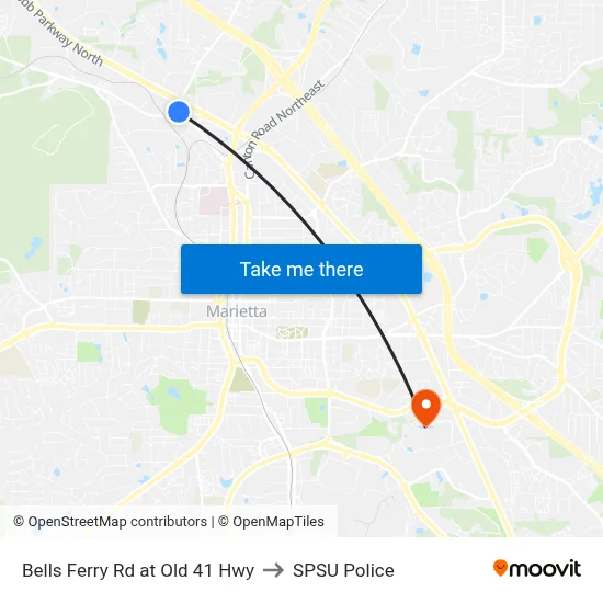 Bells Ferry Rd at Old 41 Hwy to SPSU Police map