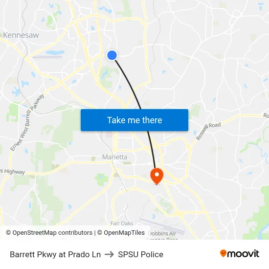 Barrett Pkwy at Prado Ln to SPSU Police map