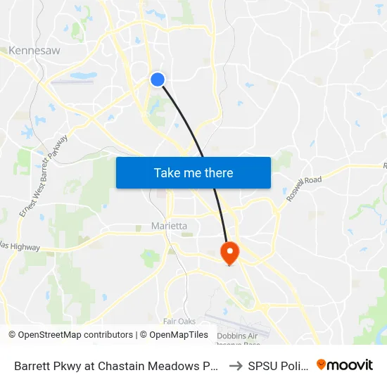 Barrett Pkwy at Chastain Meadows Pkwy to SPSU Police map