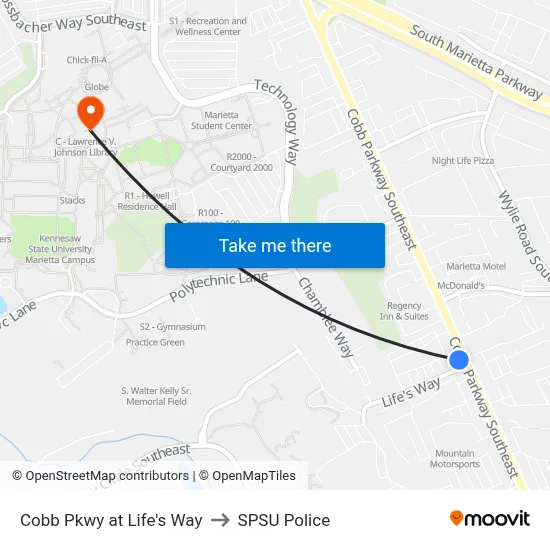 Cobb Pkwy at Life's Way to SPSU Police map