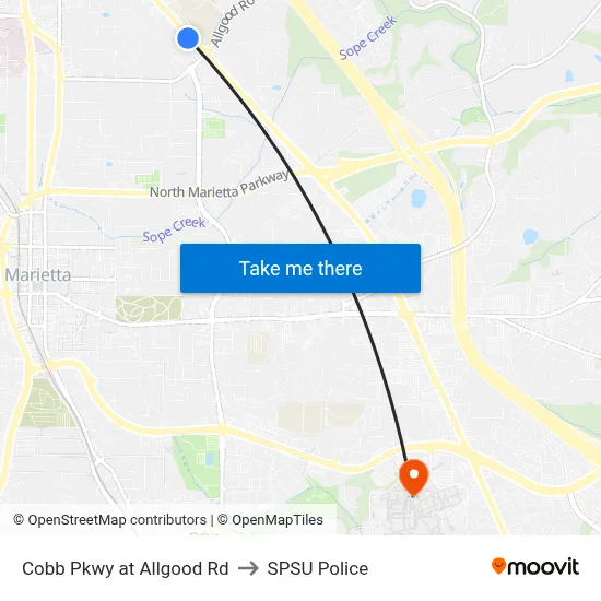 Cobb Pkwy at Allgood Rd to SPSU Police map