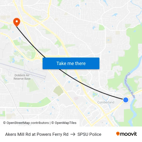 Akers Mill Rd at Powers Ferry Rd to SPSU Police map