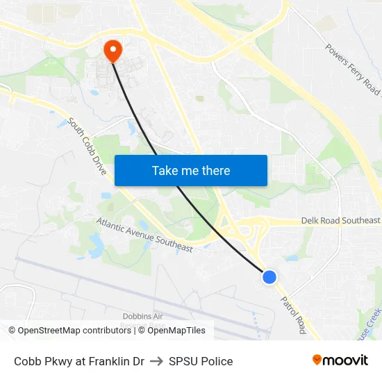 Cobb Pkwy at Franklin Dr to SPSU Police map