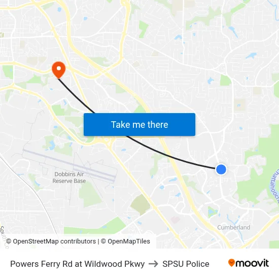 Powers Ferry Rd at Wildwood Pkwy to SPSU Police map