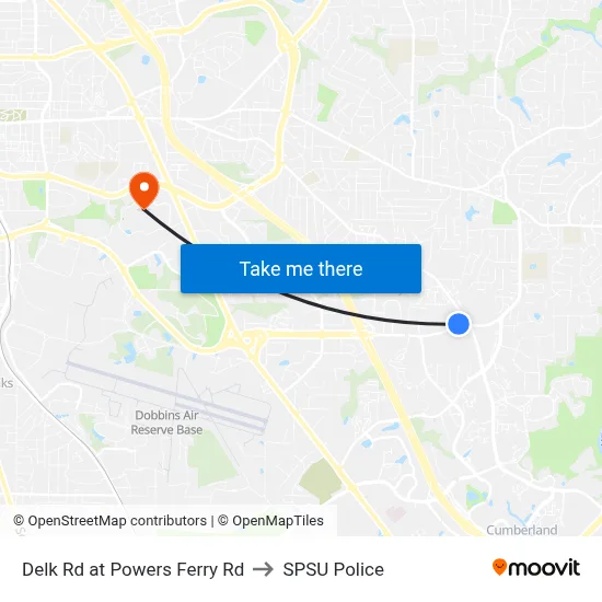 Delk Rd at Powers Ferry Rd to SPSU Police map