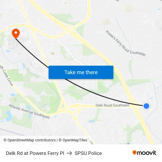 Delk Rd at Powers Ferry Pl to SPSU Police map