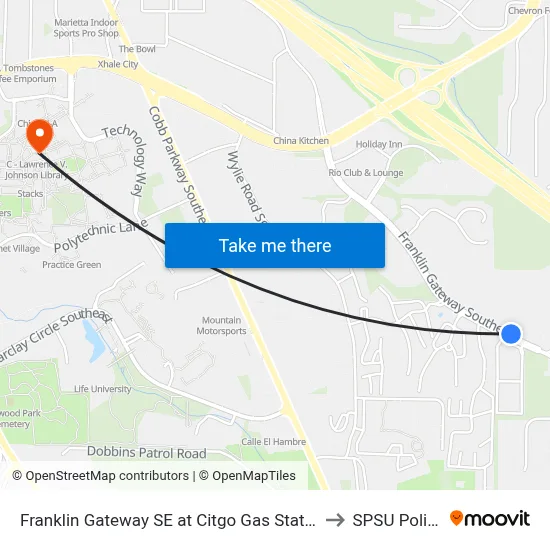 Franklin Gateway SE at Citgo Gas Station to SPSU Police map