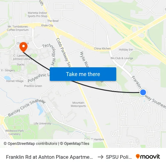 Franklin Rd at Ashton Place Apartments to SPSU Police map