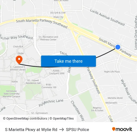 S Marietta Pkwy at Wylie Rd to SPSU Police map
