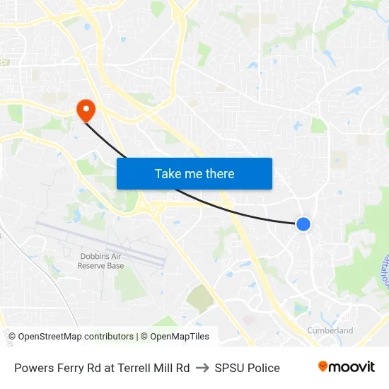 Powers Ferry Rd at Terrell Mill Rd to SPSU Police map