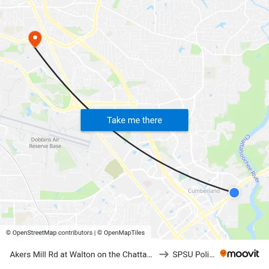 Akers Mill Rd at Walton on the Chattahoo to SPSU Police map