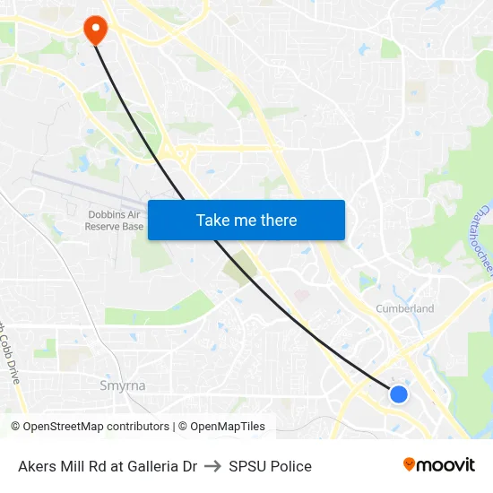 Akers Mill Rd at Galleria Dr to SPSU Police map