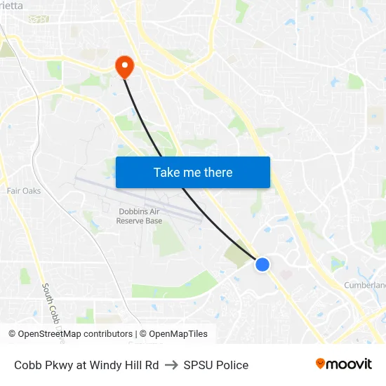 Cobb Pkwy at Windy Hill Rd to SPSU Police map