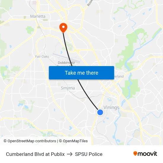Cumberland Blvd at Publix to SPSU Police map