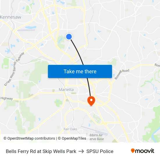 Bells Ferry Rd at Skip Wells Park to SPSU Police map