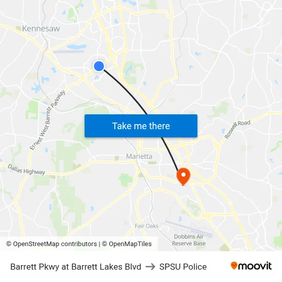Barrett Pkwy at Barrett Lakes Blvd to SPSU Police map