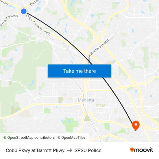 Cobb Pkwy at Barrett Pkwy to SPSU Police map