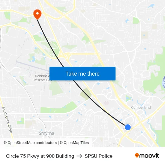 Circle 75 Pkwy at 900 Building to SPSU Police map