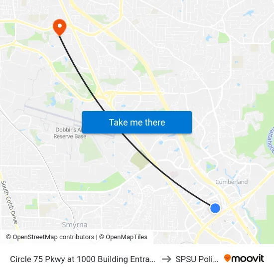 Circle 75 Pkwy at 1000 Building Entrance to SPSU Police map