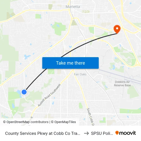 County Services Pkwy at Cobb Co Trash Tr to SPSU Police map