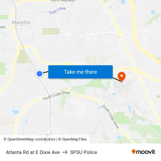 Atlanta Rd at E Dixie Ave to SPSU Police map