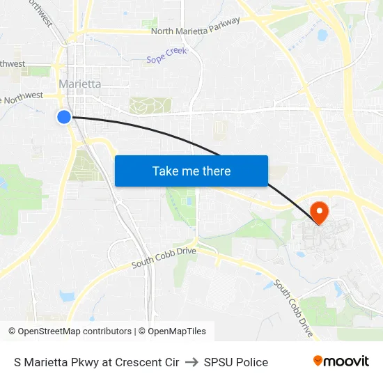 S Marietta Pkwy at Crescent Cir to SPSU Police map