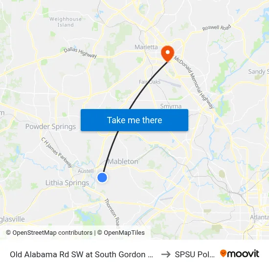 Old Alabama Rd SW at South Gordon Rd SW to SPSU Police map