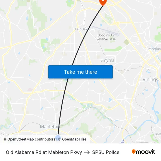 Old Alabama Rd at Mableton Pkwy to SPSU Police map