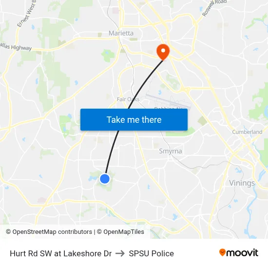 Hurt Rd SW at Lakeshore Dr to SPSU Police map