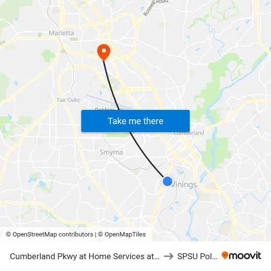 Cumberland Pkwy at Home Services at Home to SPSU Police map