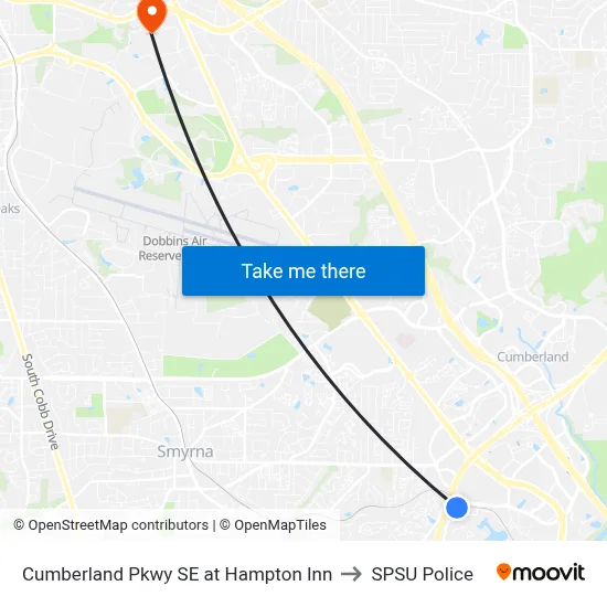 Cumberland Pkwy SE at Hampton Inn to SPSU Police map