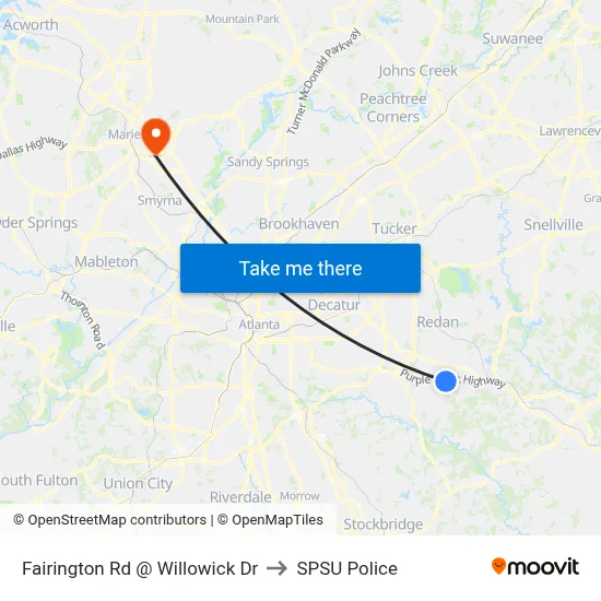 Fairington Rd @ Willowick Dr to SPSU Police map