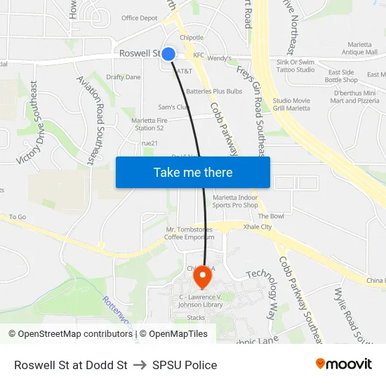 Roswell St at Dodd St to SPSU Police map