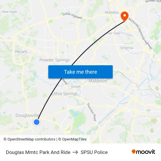 Douglas Mmtc Park And Ride to SPSU Police map