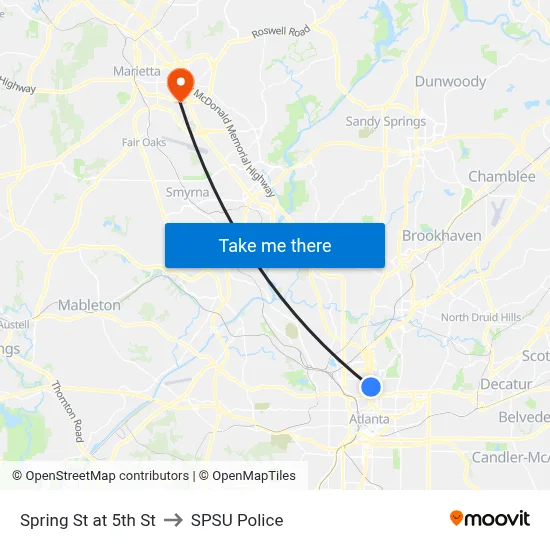 Spring St at 5th St to SPSU Police map