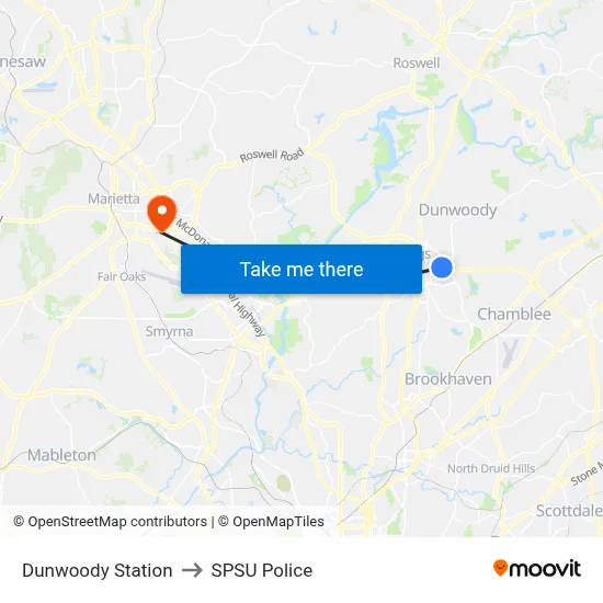 Dunwoody Station to SPSU Police map