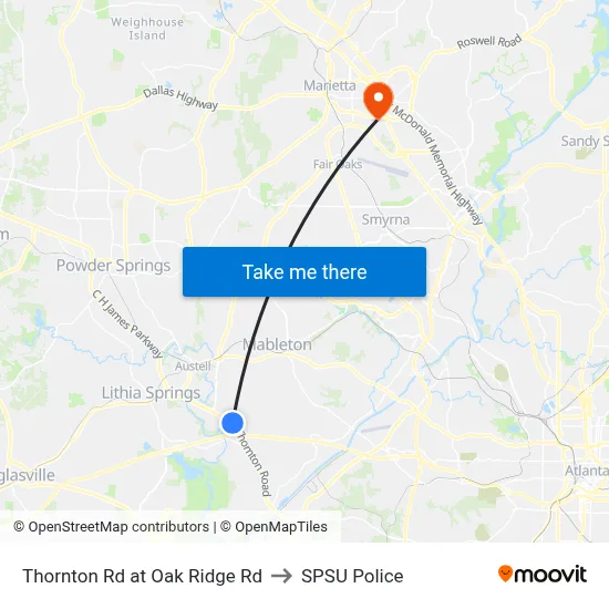 Thornton Rd at Oak Ridge Rd to SPSU Police map