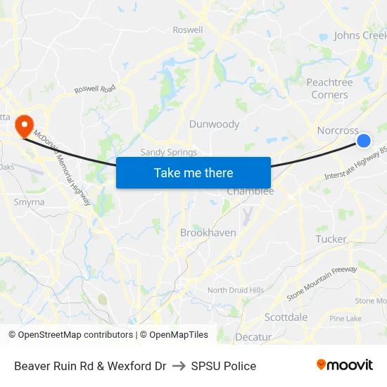 Beaver Ruin Rd & Wexford Dr to SPSU Police map