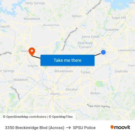 3350 Breckinridge Blvd (Across) to SPSU Police map