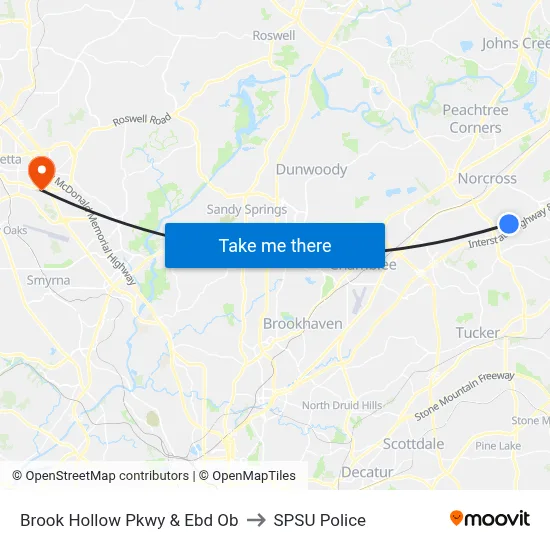 Brook Hollow Pkwy & Ebd Ob to SPSU Police map