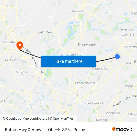 Buford Hwy & Amwiler Ob to SPSU Police map
