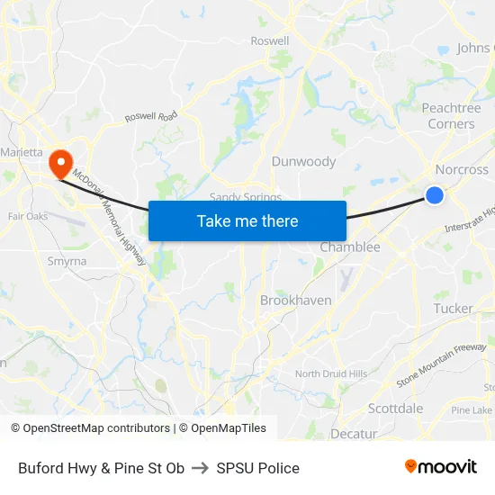 Buford Hwy & Pine St Ob to SPSU Police map