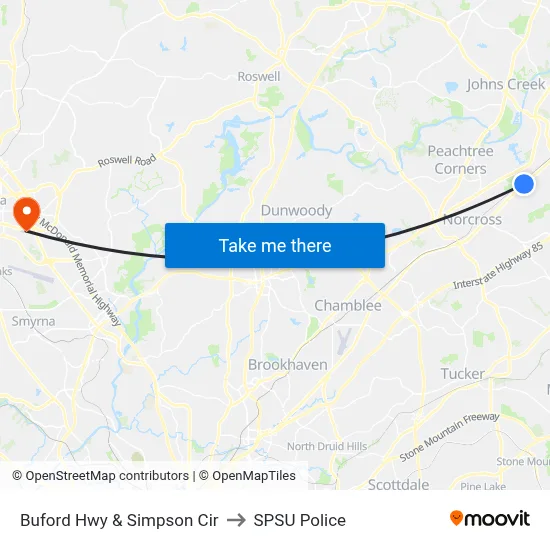 Buford Hwy & Simpson Cir to SPSU Police map