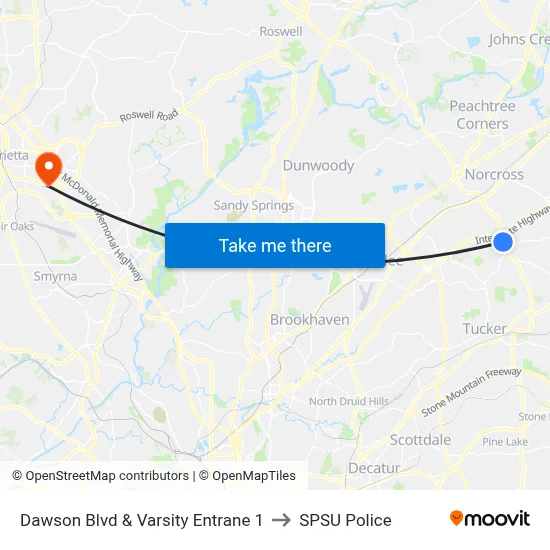 Dawson Blvd & Varsity Entrane 1 to SPSU Police map