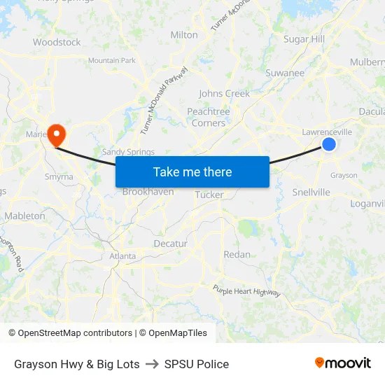 Grayson Hwy & Big Lots to SPSU Police map