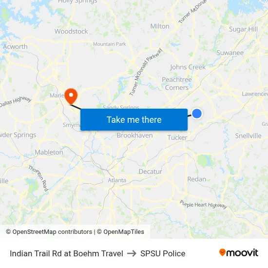 Indian Trail Rd at Boehm Travel to SPSU Police map