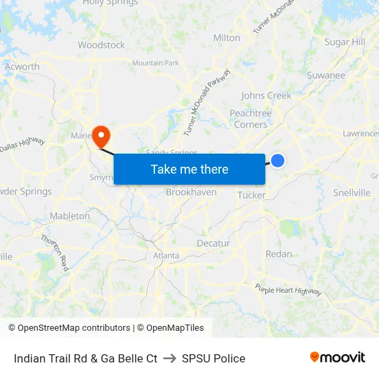 Indian Trail Rd & Ga Belle Ct to SPSU Police map