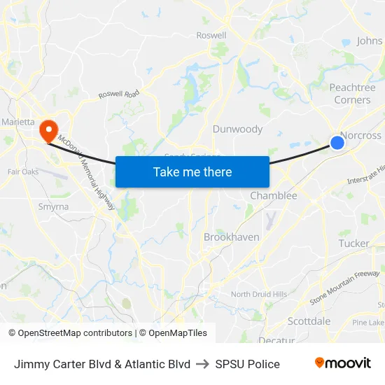 Jimmy Carter Blvd & Atlantic Blvd to SPSU Police map